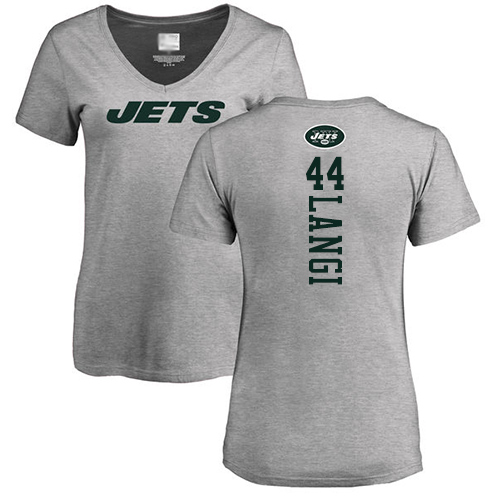 New York Jets Ash Women Harvey Langi Backer NFL Football #44 T Shirt->nfl t-shirts->Sports Accessory